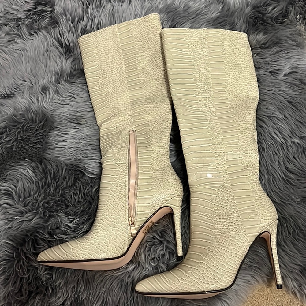 Beige Croc Boots